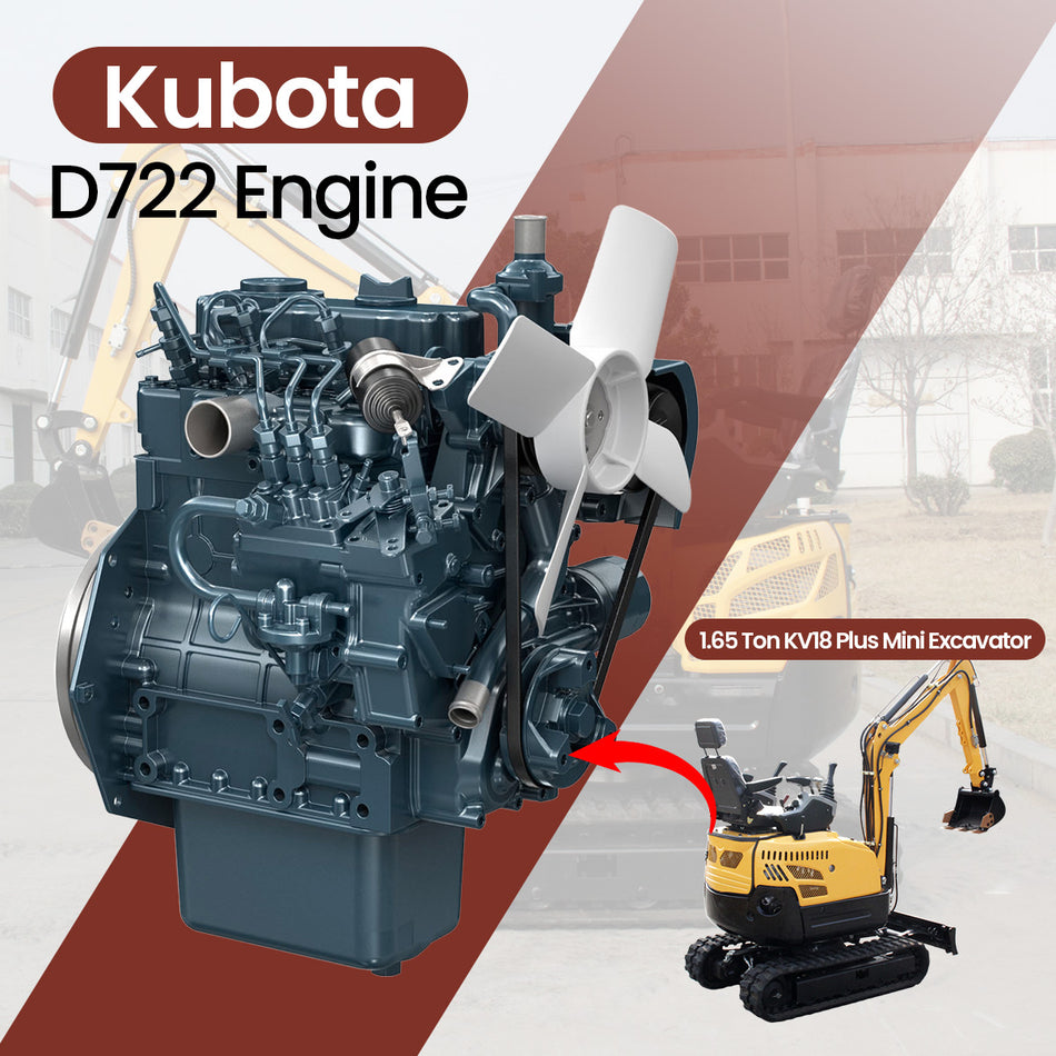 1.65 Ton KV18 Plus Mini Excavator with Kubota D722 Diesel Engine