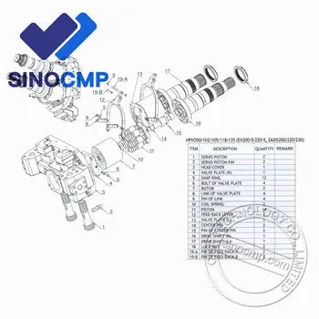 HPKO55 Hydraulic Pump Repair Kits Part for Hitachi ZX120 ZX130 ZX135 SINOCMP