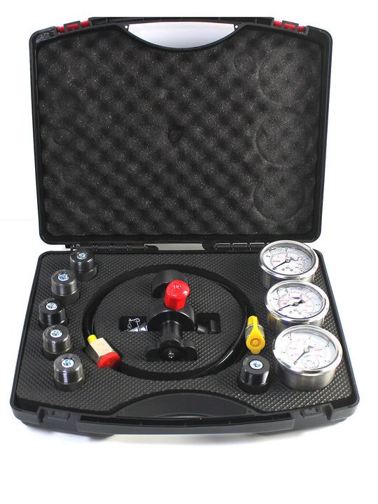 3 Gauges 7 Couplings and 1 Gas Hose Hydraulic Nitrogen Accumulator Charging System Hydraulic Pressure Gauge Test Kit