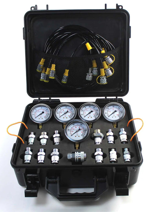 5 Gauges 5 Test Hoses 13 Couplings and 14 Tee Connectors Double Layer 1/10/25/40/60Mpa Hydraulic Pressure Test Kit for CAT Excavator 320D 336D