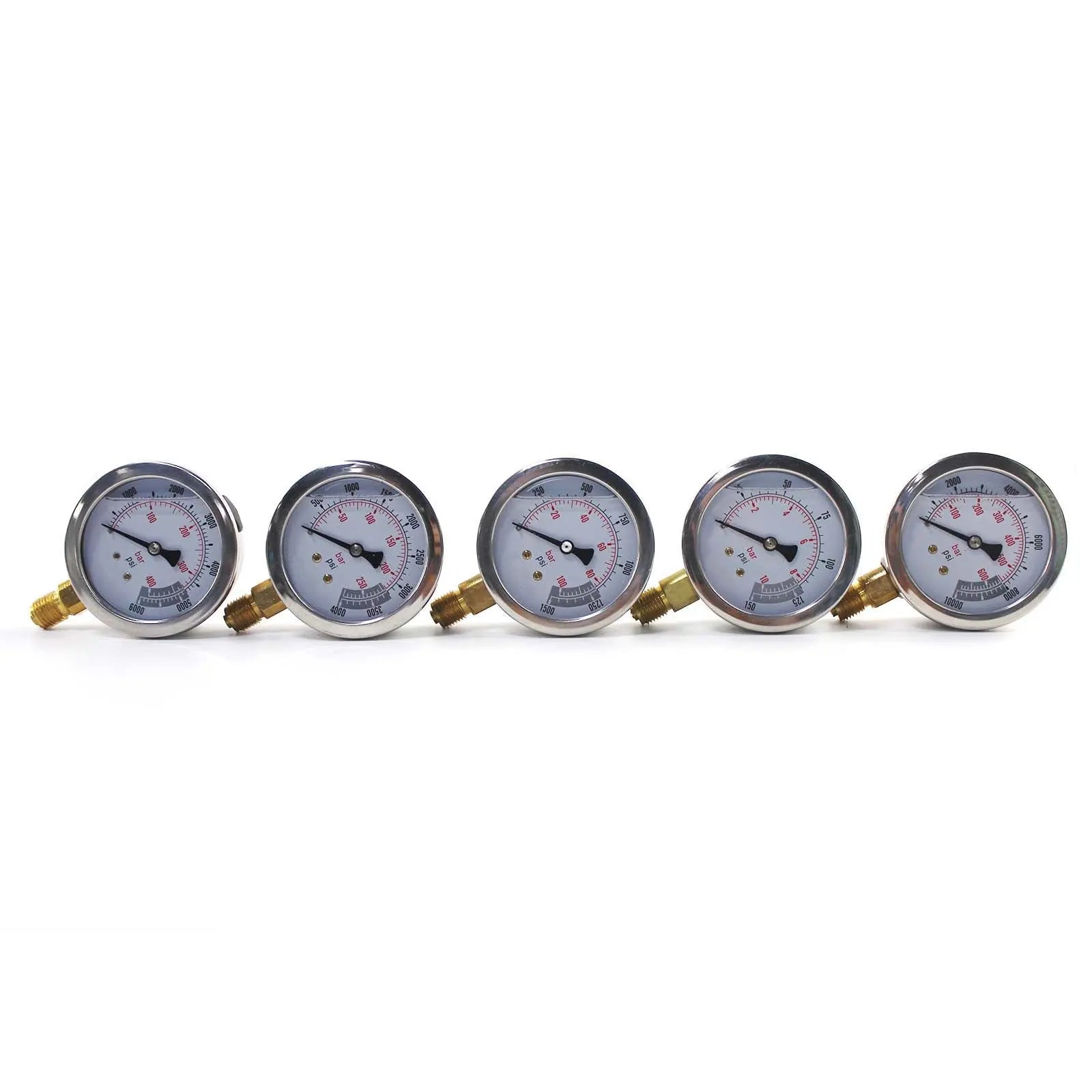 5 Gauges Double Layer Hydraulic Pressure Test Kit 13 Coupling 14 Tee Fittings Free Shipping