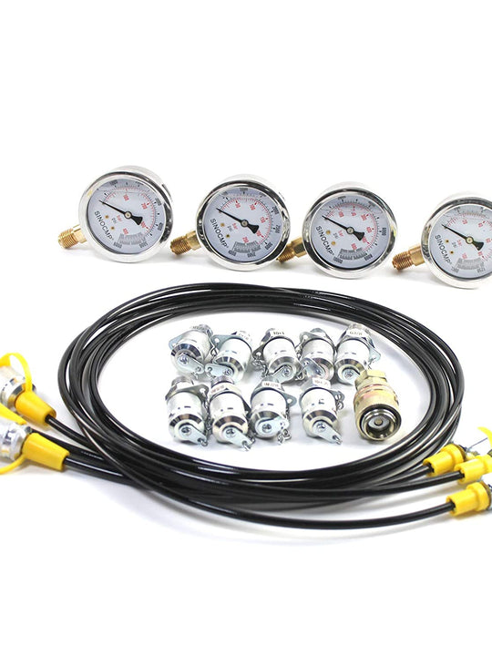 4 Gauges 3 Test Hoses 100/250/400/600 Bar 10 Couplings 1 Aluminum Case Hydraulic Pressure Test Kit for Construction Machinery